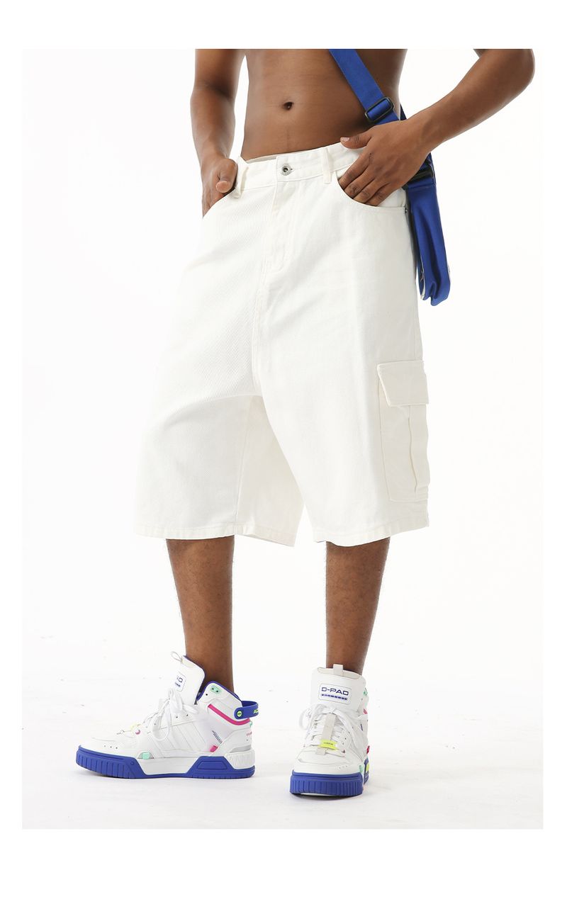 EF JEANS | 2024 Summer New American Street Simple Beige Big Pocket Overalls Five-point Pants For Men And Women_voghion.com