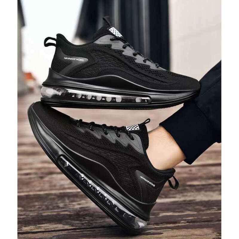 Leisure Men's Breathable Fly Woven Low Top Sports Shoes, Fashionable Air Cushion Outdoor Running And Travel Shoes_voghion.com