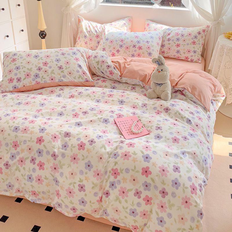 Housse de couette luxueuse Flora Bedding en polyester doux - Texture velours foulé_voghion.com