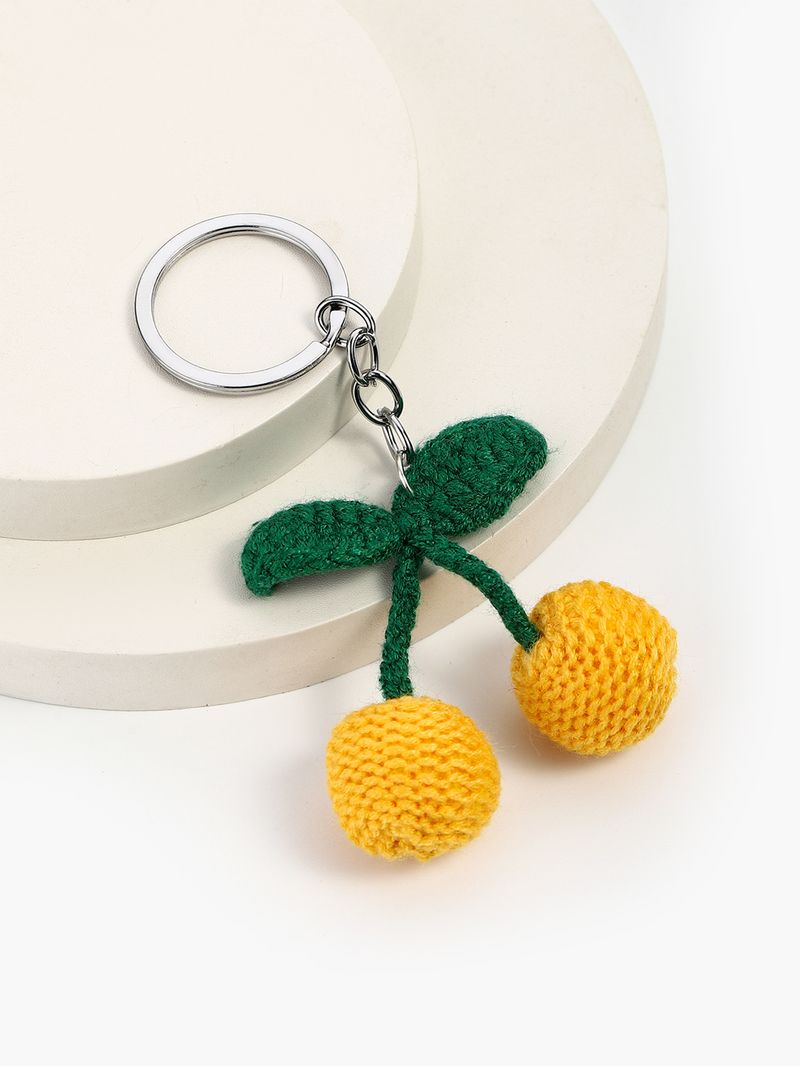 Taschenanhänger, süßer handgemachter Woll-Strick-Kirsch-Anhänger, Handyanhänger, Schlüsselanhänger, Autoschlüssel, Taschenanhänger, Zubehör_voghion.com