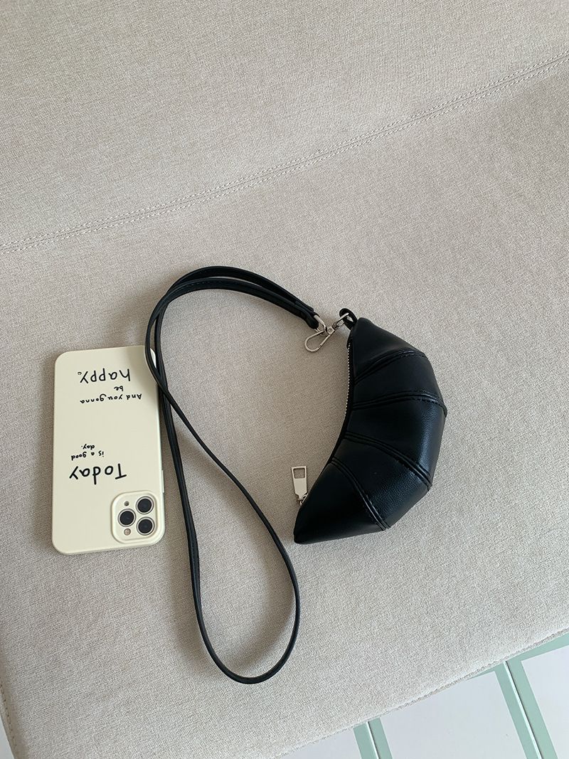 Neckholder-Geldbörse, süßes Croissant-Design, Nischen-Mini-Umhängetasche, Lippenstift, Kopfhörer, kleine Tasche_voghion.com