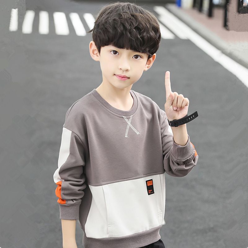 Maglietta primaverile e a maniche lunghe per bambini 2022 Nuova felpa con cappuccio autunnale Zhongda Top Bottom Shirt Stile occidentale Tendenza per bambini_voghion.com