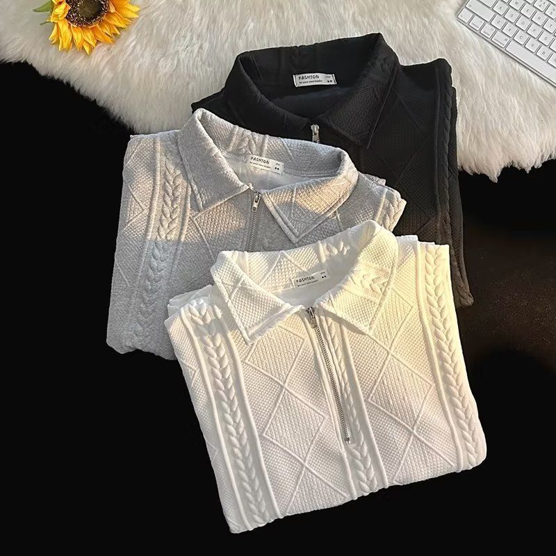 Waffel-Poloshirt, kurzärmelig, T-Shirt, Shorts, Sommer, lockere Kleidung, trendiges Top-Hosen-Set für Herren_voghion.com