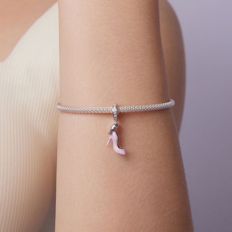 Rosa High Heels Anhänger Charm, Sterling Silber Charm Perlen_voghion.com