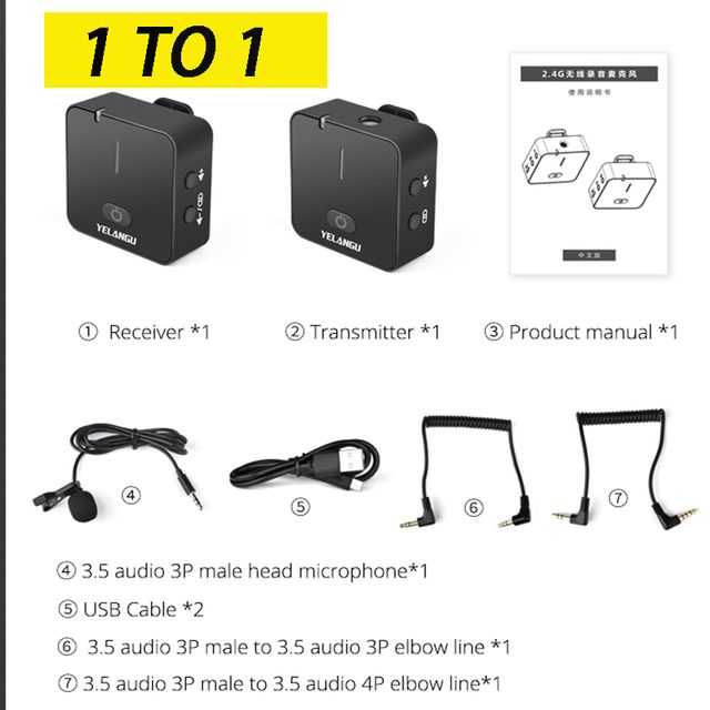 Sistema de microfone de gravação sem fio MX5S 2.4G com transmissor, receptor, microfone de lapela clip-on para gravação de vídeo de vlog_voghion.com