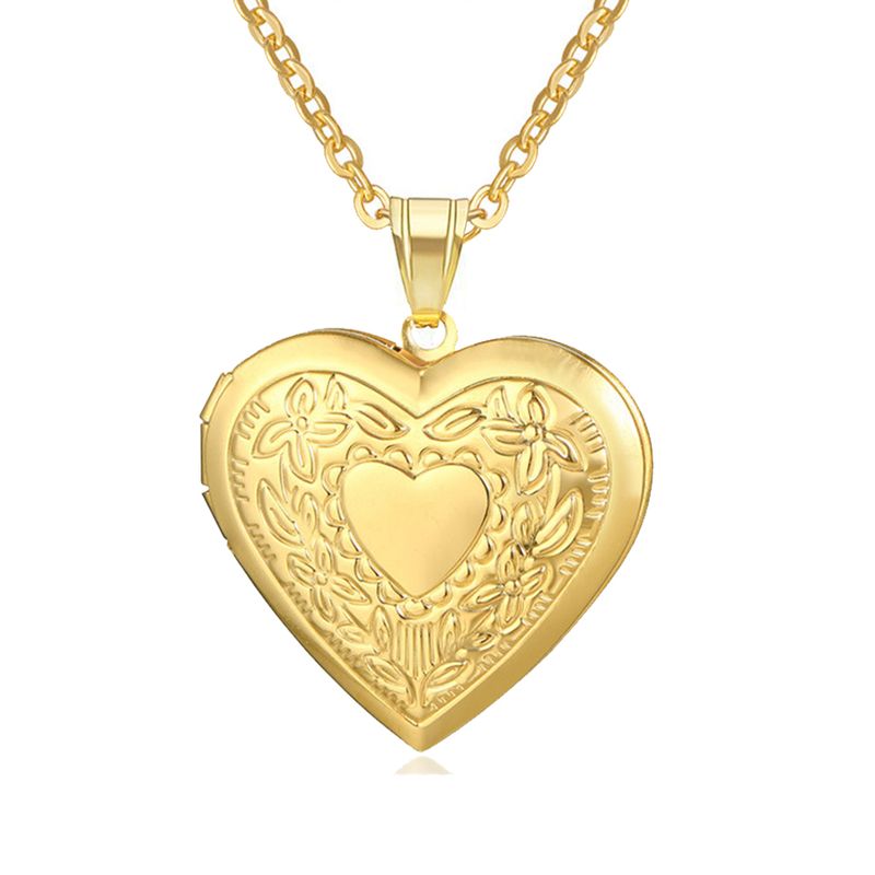 Romantic Heart Locket Pendants Female Gold Sier Color Stainless Steel Memorial Necklace For Women Jewelry Valentine Gift_voghion.com