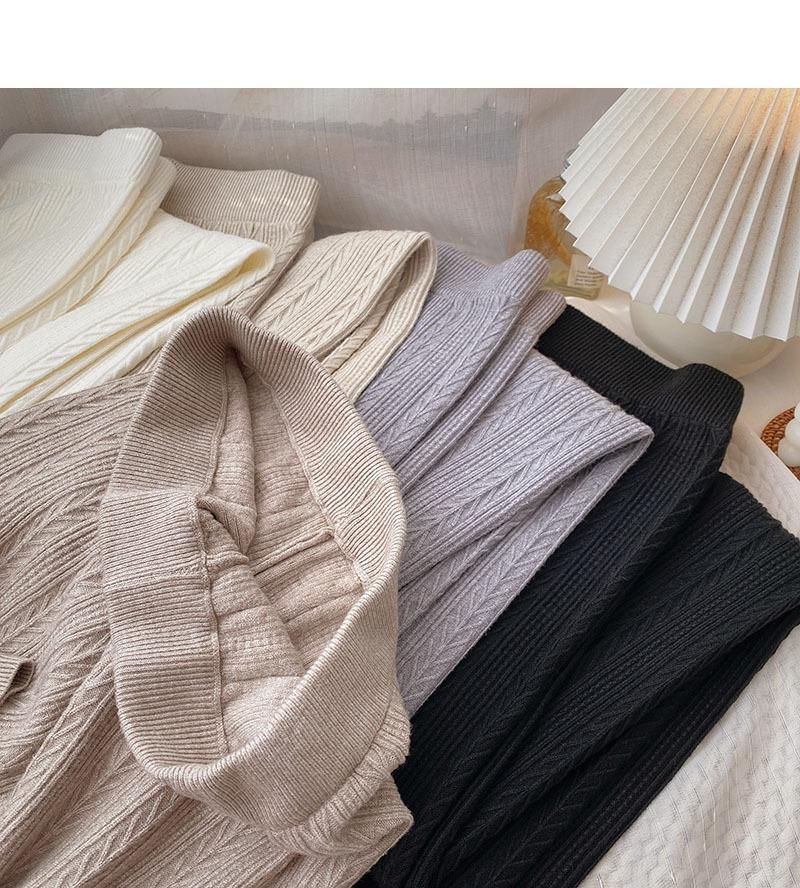 Moteriškos mezgimo kelnės su elastingu juosmeniu „Fried Dough Twists“ 2023 m. rudeniui ir žiemai. Nauja korėjietiška versija, laisvos, minkštos._voghion.com