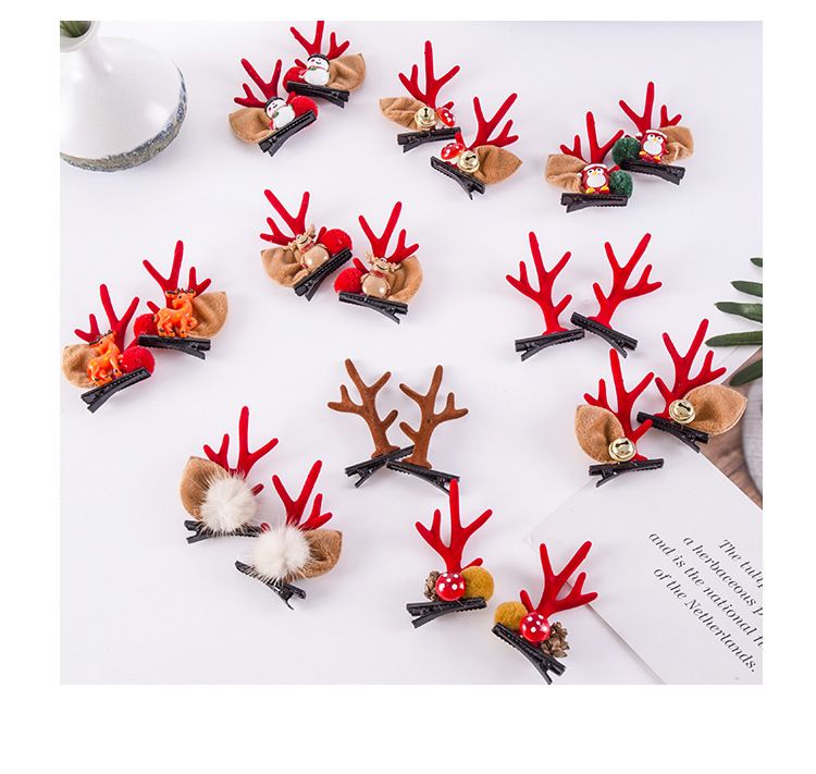 Weihnachten Geweih Haar Clip Weihnachten Haar Zubehör Kinder Nette Clip Net Rot Cartoon Elch Haar Karte Haar Zubehör Weibliche_voghion.com