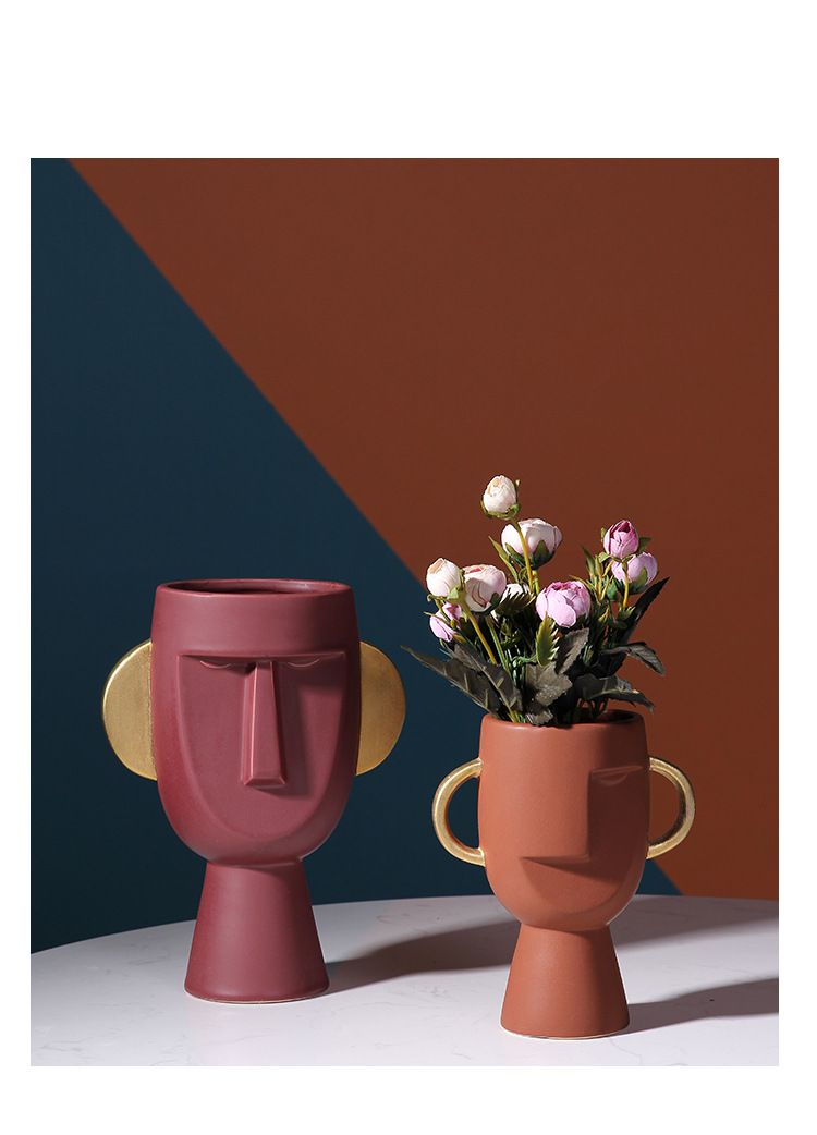 Vase en céramique de style nordique, créatif, simple, moderne, décoration d'intérieur, artisanat, doux, ornement_voghion.com