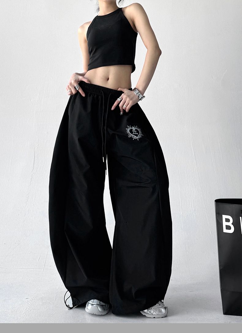 Pantaloni casual a gamba larga, stile scimitarra, per uomo e donna, stile hip-hop jazz, stile trendy, stile americano da strada._voghion.com