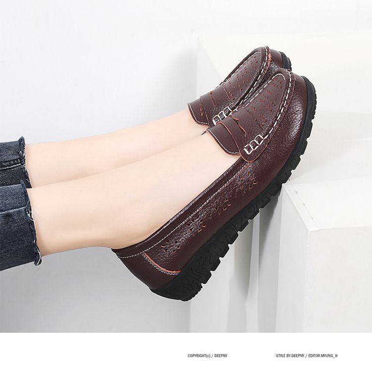2024 Neue Krankenschwester Casual Hollow Damen Single Bean Mom's Schuhe, Kuhmuskelsohlen_voghion.com