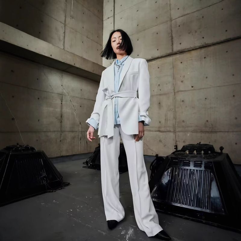 2023 Spring New Women's Clothing Belted Casual Blazer + Pants Set_voghion.com