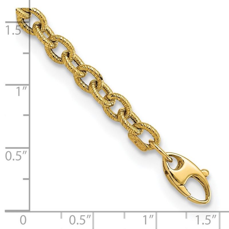 14k Polished And Textured Cable Link 7.5in Bracelet_voghion.com