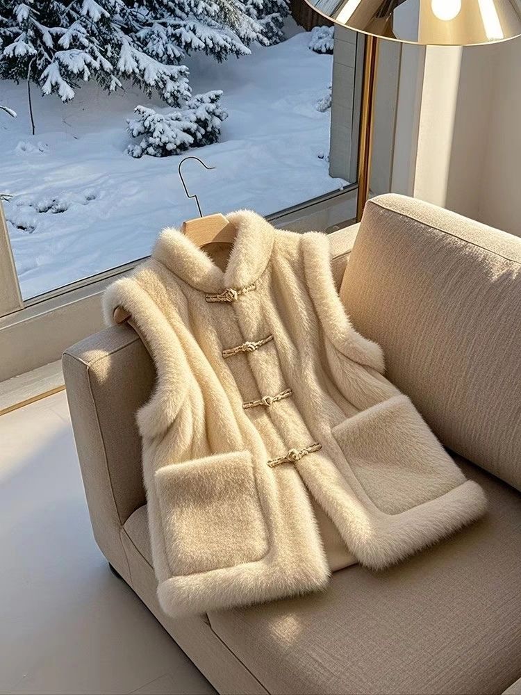 Chaleco de algodón estilo nacional, cálido, de lana de cordero beige, estilo chino, talla pequeña, ideal para invierno 2025._voghion.com