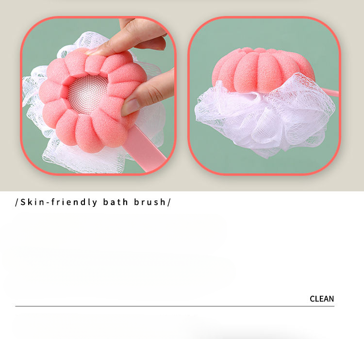 Children's Sponge Ball Long Handle Soft Bristle Brush Bath Scrubber Lazy Back_voghion.com