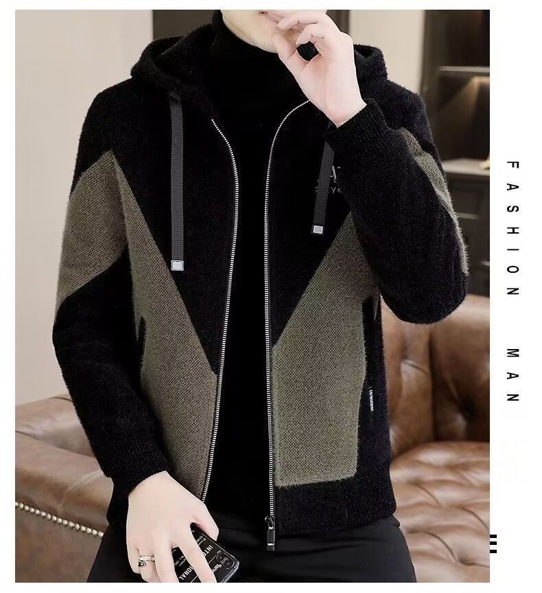 Autunno/Inverno 2023 Nuovo Trendy Casual Color Block Moda Inverno Giacca da Uomo_voghion.com