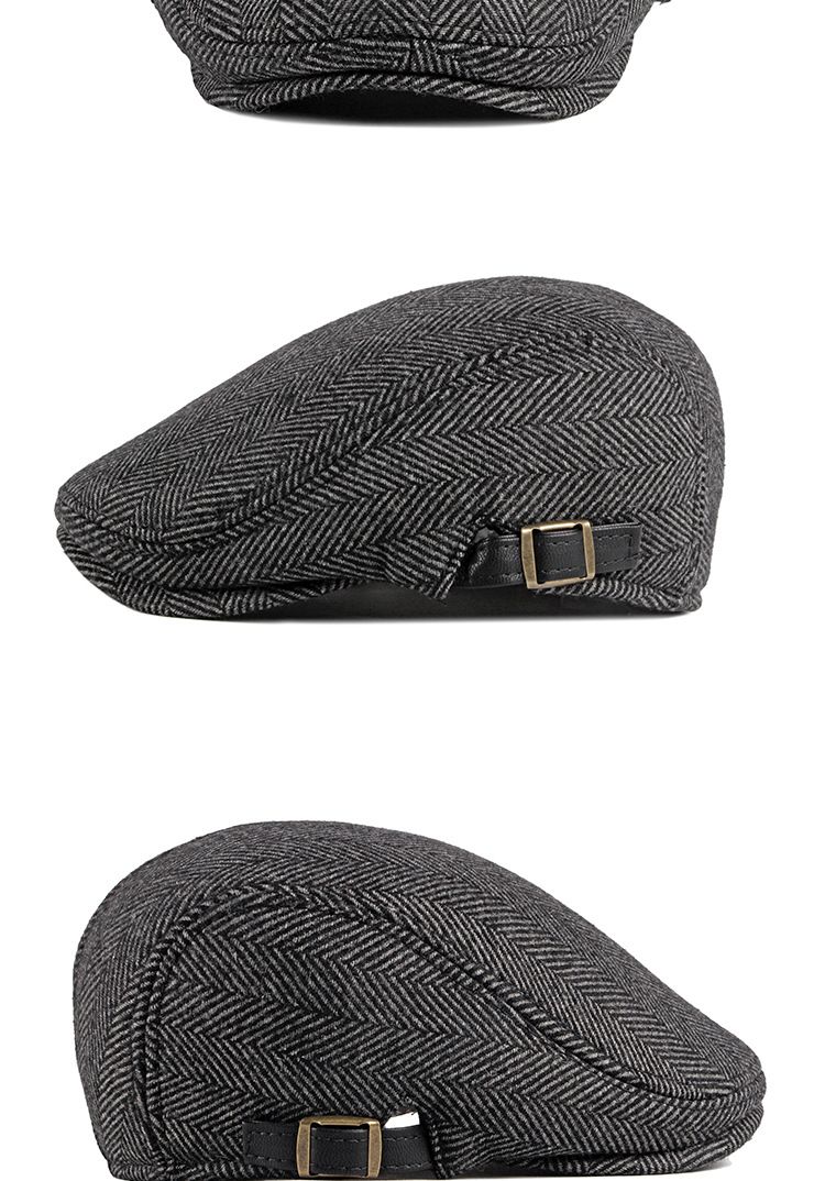 Peaked cap men's autumn and winter wool beret men's British retro in the elderly warm forward hat_voghion.com