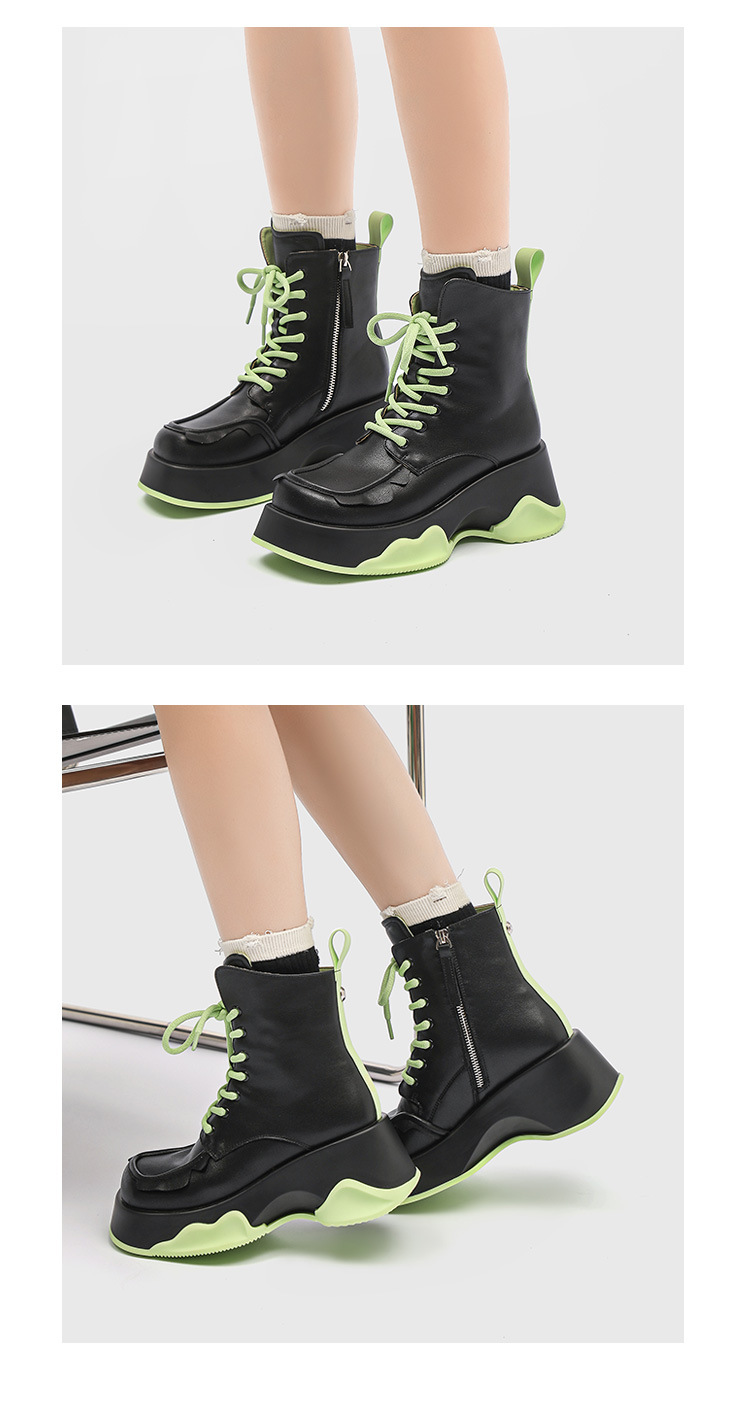 Herbst und Winter neue Karree-Stiefel im britischen Stil, Muffin, dicker Boden, mittlere Röhre, kurze Stiefel, seitlicher Reißverschluss, dicker Absatz, Martin-Stiefel für Damen_voghion.com