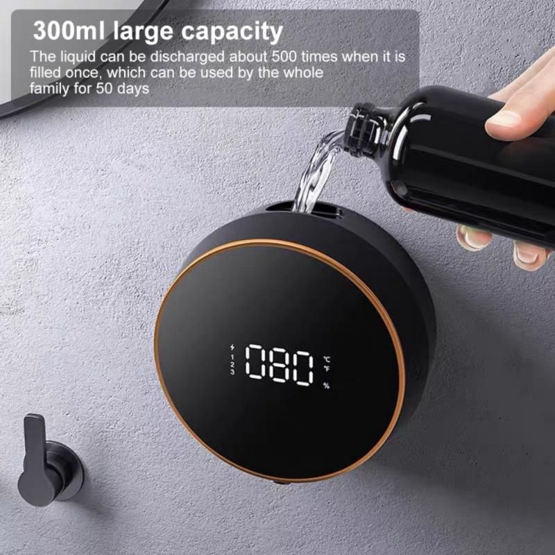 1 Stück Wand-montierter automatischer Seifenspender, berührungsloser Seifenspender, LED-Anzeige, wasserdicht, wiederaufladbarer Schaumseifenspender über USB_voghion.com