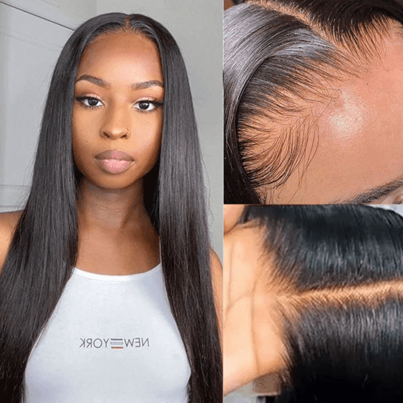 Hot selling 360 Transparent Frontal Pre Plucked Brazilian Remy Straight 13X4 Lace Front Human Wigs For Black Women Bling Hair_voghion.com