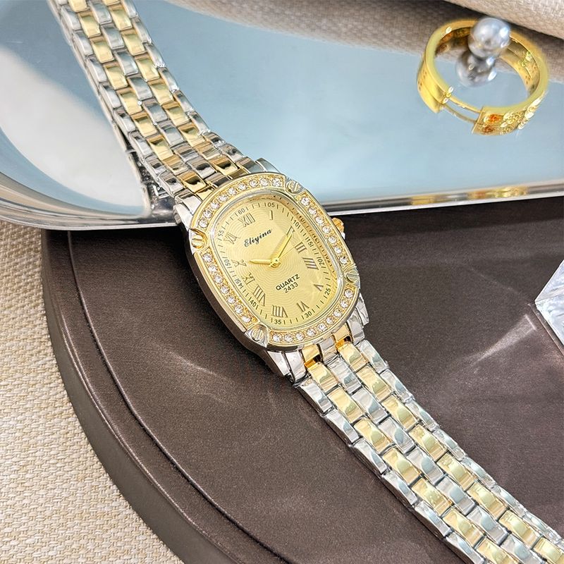 Orologio da donna con diamanti, quadrante quadrato ovale, temperamento alla moda, regalo per lavoro, tutti i giorni, compleanno, anniversario, San Valentino_voghion.com