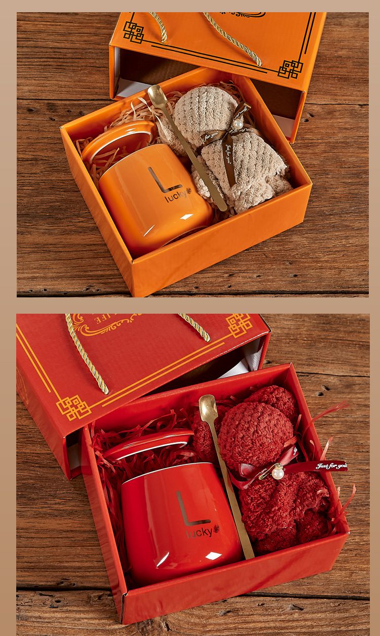 Set di tazze d'acqua in ceramica con coperchio apribile, confezione regalo, alta estetica_voghion.com