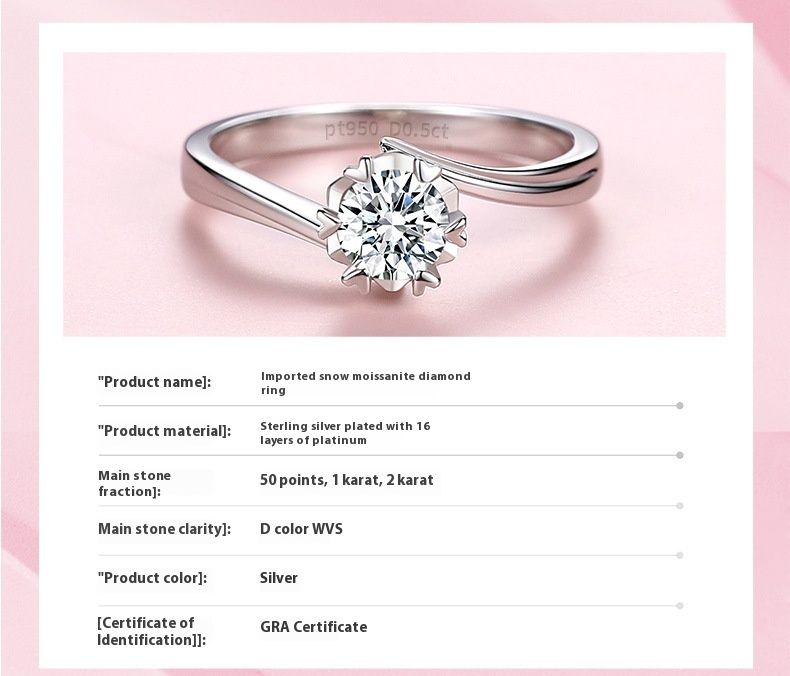 D-färgad Mosangstensdiamant med 1 karat snöflinga i rent silver för män och kvinnor som present till_voghion.com