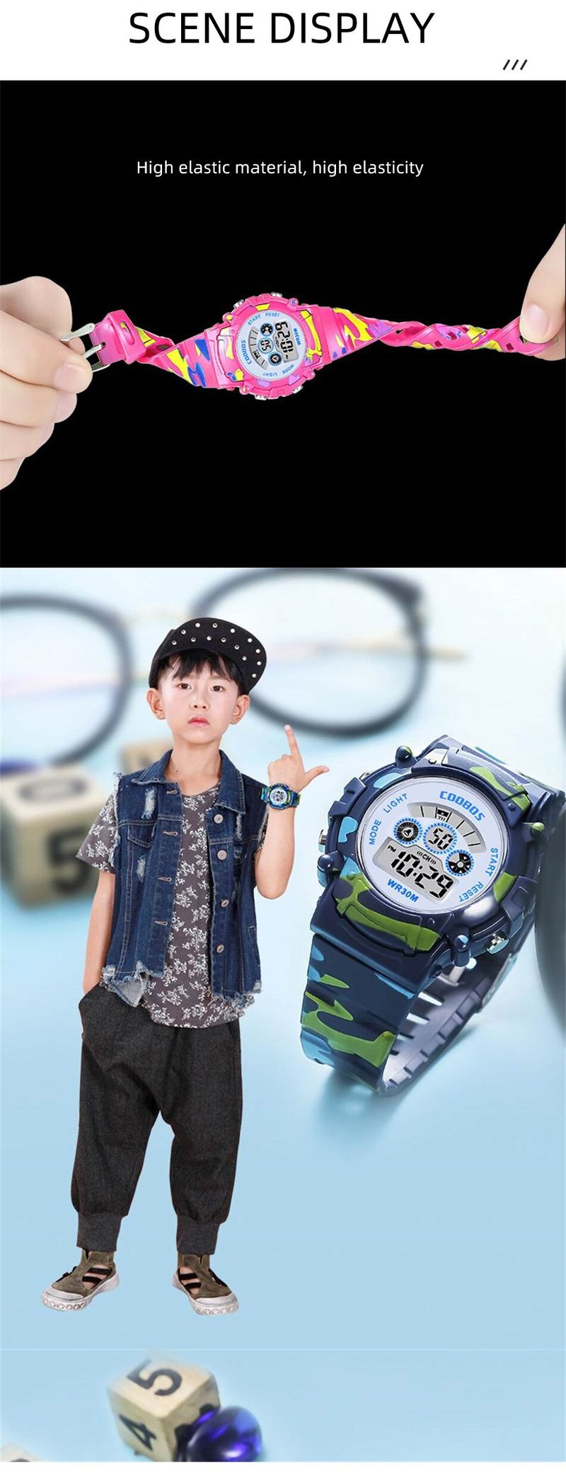 2024 Jungen Sport Militär Kinder Digitaluhren Student Kinderuhr Mode Leuchtende LED Alarm Camouflage Mädchen Uhr_voghion.com