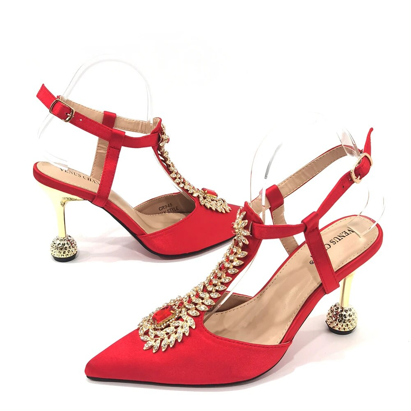 Venus Chan 2023 Italian Design Girly Style Pointed Toe Wedding Shoes And Bag, Full Diamond Decoration Metal Closure Bag_voghion.com
