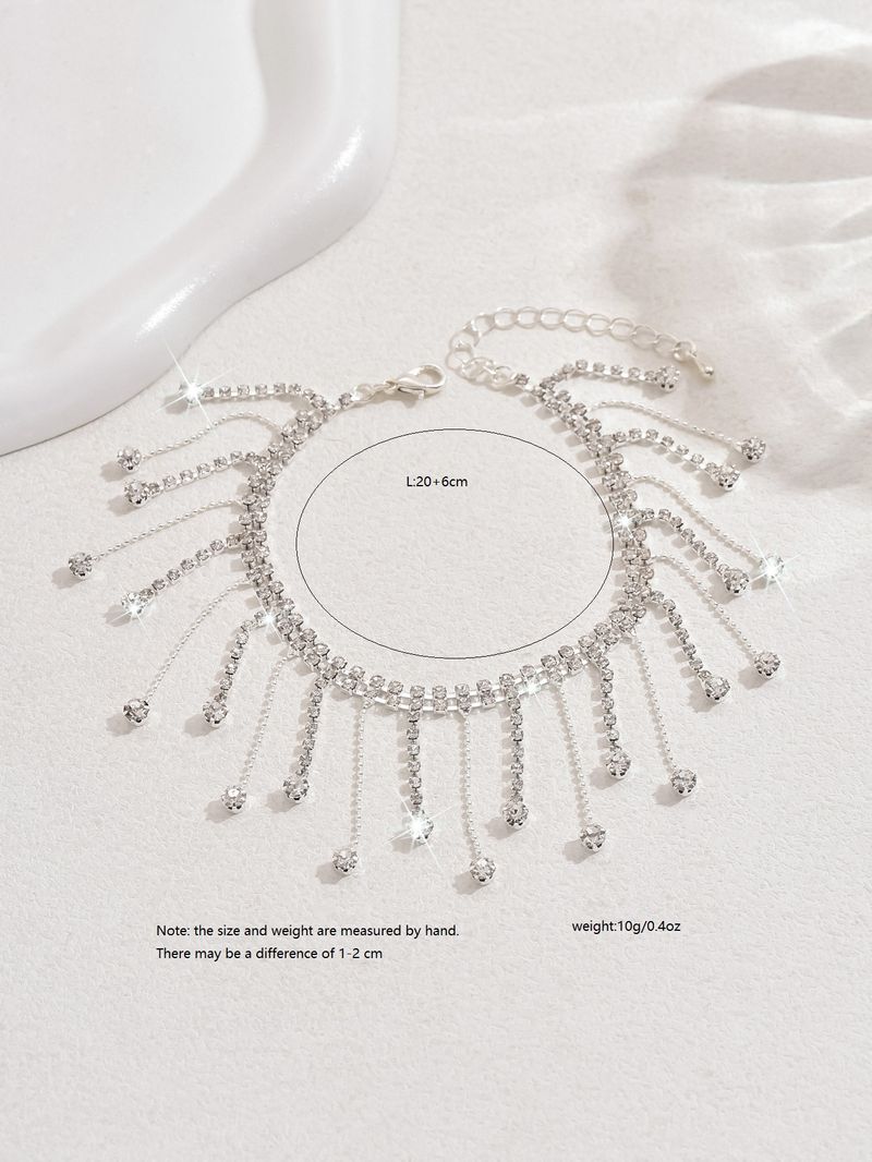Unisex Hot Selling Tassel Anklet Rhinestone Ladies Summer Beach Simple Double Layer Teardrop Shaped Pendant Anklet Anklet_voghion.com