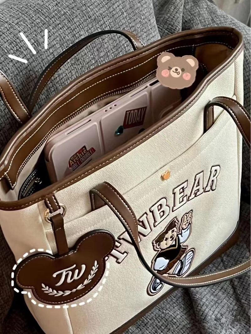 Sac fourre-tout ours pour femmes, fourre-tout de classe, de loisirs, à bandoulière, grande capacité, sac de Shopping, nouvelle collection_voghion.com