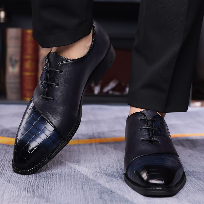 Suitable For All Seasons British Style Men's Business Formal Casual Leather Pointed Toe Trendy Shoes For Men_voghion.com