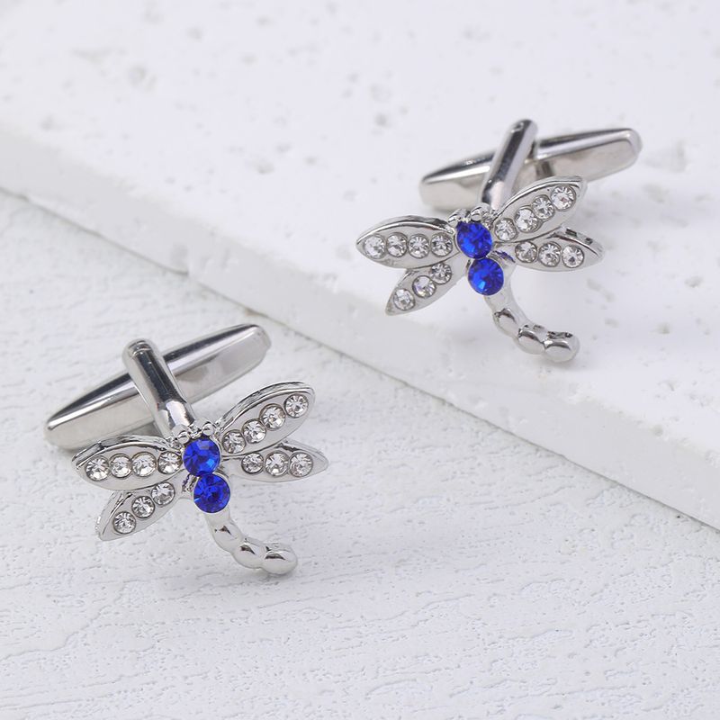 Neue diamant manschettenknöpfe exquisite blaue libelle mode frauen hemd manschette nägel kleidung zubehör_voghion.com