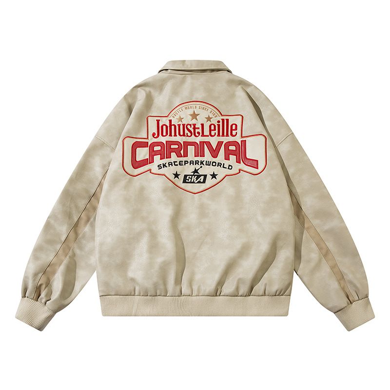 American Style Flame PU Leather Jacket Men's Trendy Loose Design Racing Suit Collection 2_voghion.com