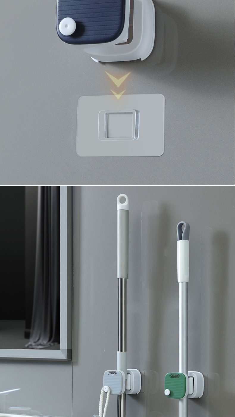 Adhesive Wall Mount For Mops & Brooms – No Drill Space-Saving Holder (3 Colors, Heavy Duty, Rustproof, 2-Pack)_voghion.com