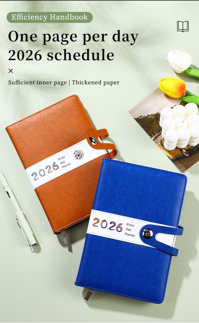 2026 Daily Planner - 365 Days Undated Schedule Notebook For Time Management, Productivity & Goal Tracking, PU Leather Cover, A5 Size_voghion.com