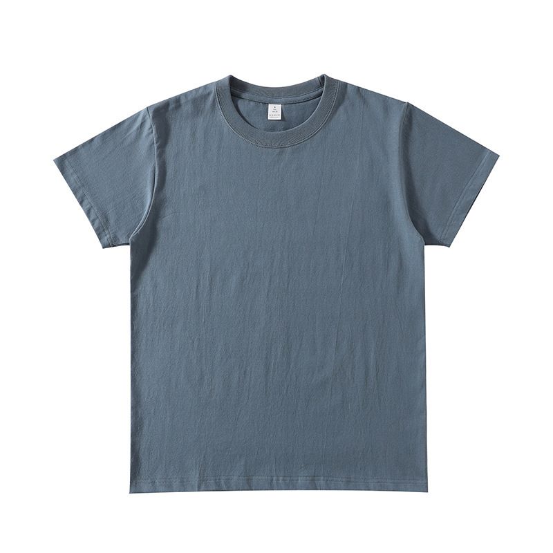 2025d 210g White T-Shirt Short Sleeve Unisex Base Shirt Regular Shoulder Inner Wear Summer Loose Cotton Solid Color Top Lazy_voghion.com