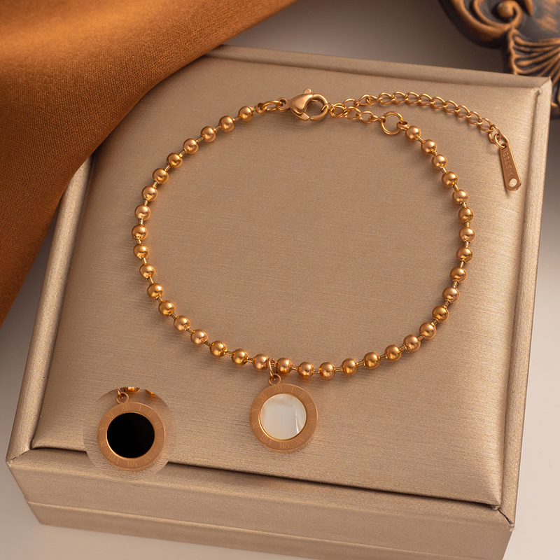 Koreanesch Versioun Armband Ronn Mark Réimescht Armband Damen Titan Stol plated Rosé Gold populär Accessoire Edelstahl_voghion.com