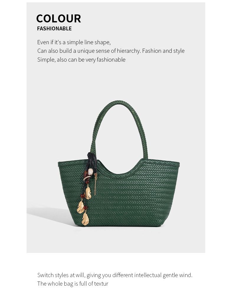 Borsa tote in pelle intrecciata con tasca interna, borsa a tracolla di grande capacità per uso quotidiano, shopping, viaggi - Design marrone chic_voghion.com