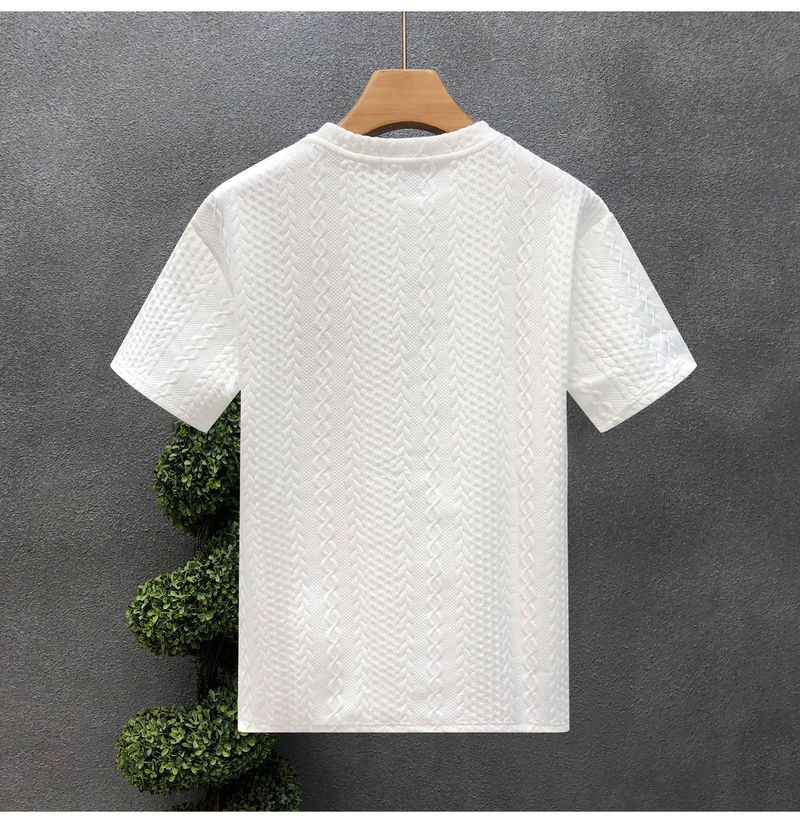 Teenager a Kärelen Héichwäerteg Hanf Muster wäiss Männer kuerzen Ärmelen T-Shirt trendy Mark trendy Summer Kleeder nei 2024 geeschteg jonke Mann Kleeder_voghion.com