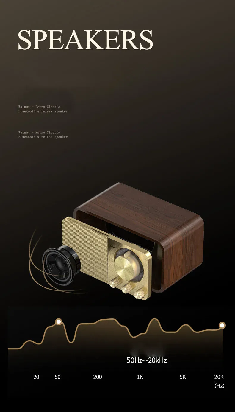 JY66 Retro Wooden Bluetooth Portable Outdoor Radio Subwoofer With Creative Design And Powerful Sound Compact Plug In_voghion.com