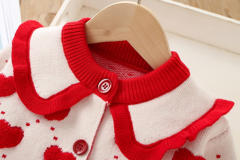 Pull tricoté en velours granulaire pour bébé fille, nouvelle édition coréenne, petit cœur, ensemble de jupe, automne/hiver 2023_voghion.com