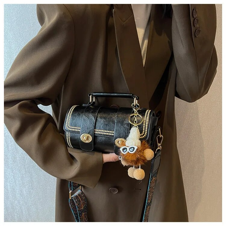 Mini Rtro Fmal Bags PU Lathr Fashion Cross Body Handbags With Advancd Sns Singl Shouldr Portabl Cylindr_voghion.com