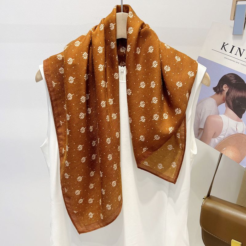 Floreale artistico giapponese per le donne, moda coreana in cotone e lino autunno e inverno piccolo quadrato sca, professionale_voghion.com