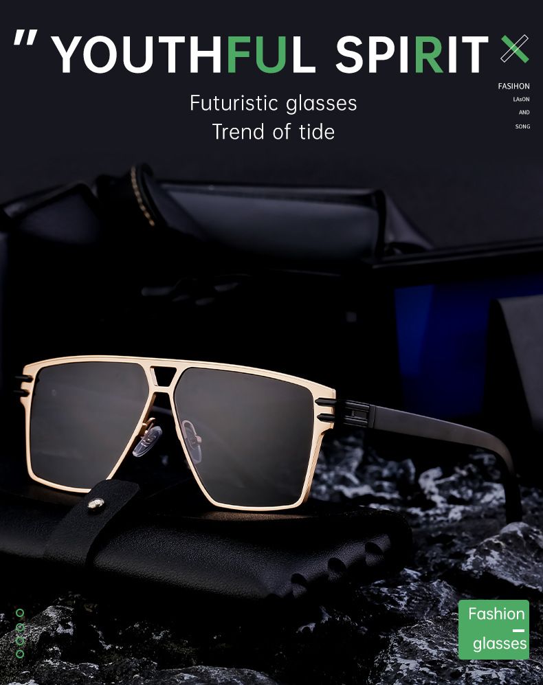 Stylové sluneční brýle s hranatým rámem pro muže Vintage vysoce kvalitní sluneční brýle pro muže_voghion.com