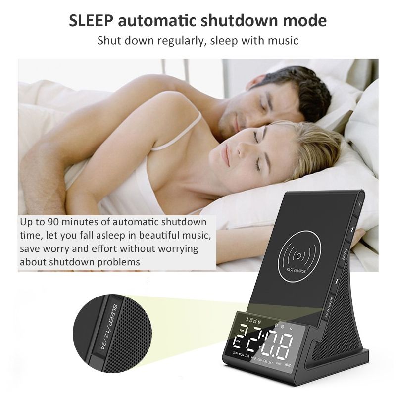 Haut-parleur Bluetooth de chargement sans fil multifonctionnel X7 avec réveil, radio et télécommande, spécification: prise britannique_voghion.com