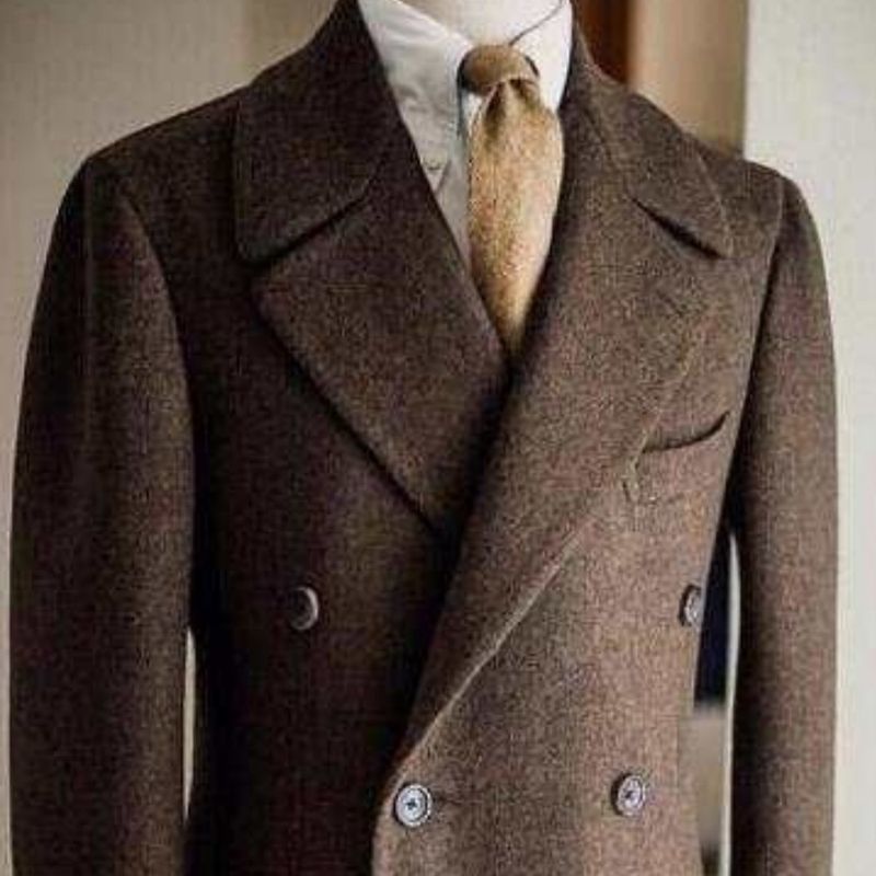 Men's Wool Blend Double-Breasted Overcoat – Formal Winter Coat For Weddings, Performances & Evening Events (Dark Brown, Slim Fit, Xxs-4xl)_voghion.com