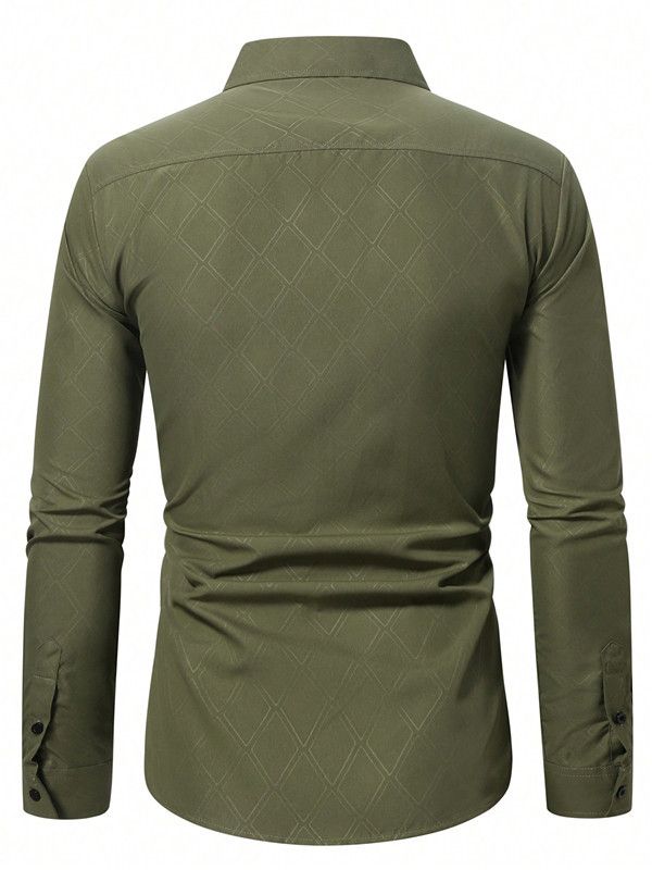 Camicia casual a quadri scuri a maniche lunghe da uomo_voghion.com