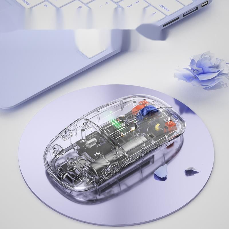 Transparante knop stille draadloze muis - Bluetooth met drie modi, compatibel met telefoons en tablets_voghion.com