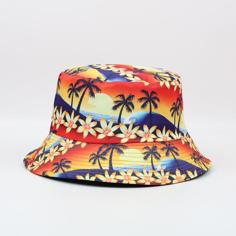 Cappello da pescatore con stampa digitale floreale, alla moda e versatile_voghion.com